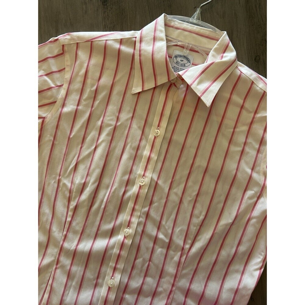 Brooks Brothers 1818 Women Pink Stripe Button Up Cotton Shirt, Size 0P Petite